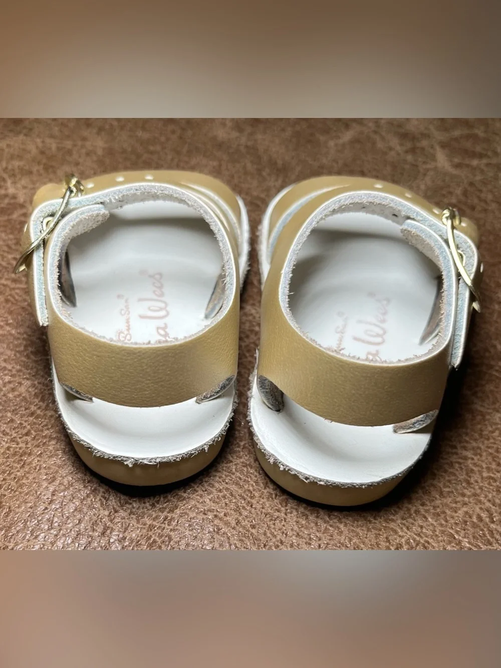 Sun-San Salt Water Sandals Sea Wee Style Gold  Infant Size 1 Water Safe Leather